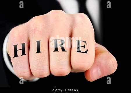 Wort auf Business Mann Faust zu mieten Stockfoto