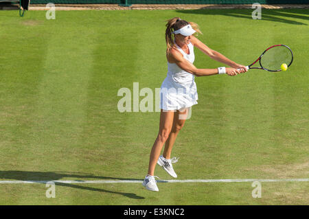 London, UK. 24. Juni 2014. Wimbledon Tennis Championships Daniela Hantuchova der Slowakei im Einsatz gegen Eugenie Bouchard von Kanada in Tag zwei Damen Einzel ersten Vorrundenspiel bei den Wimbledon Tennis Championships auf The All England Lawn Tennis Club in London, Vereinigtes Königreich. Bildnachweis: Aktion Plus Sport/Alamy Live-Nachrichten Stockfoto