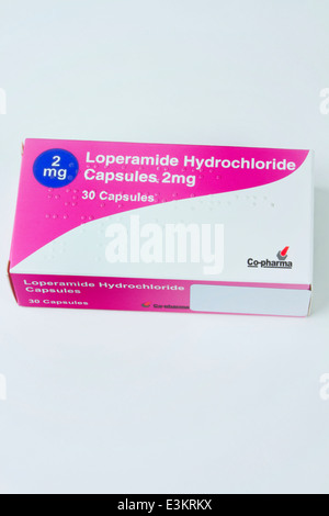 Karton 30 2 mg Loperamid Hydrochlorid "Kapseln" Stockfoto