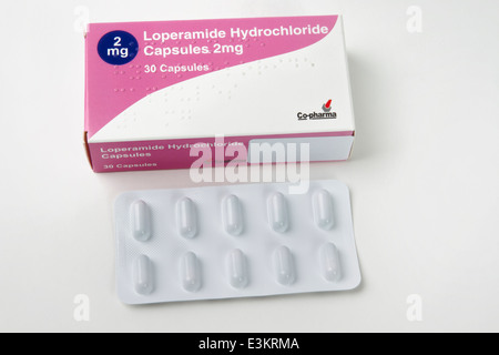 Karton 30 2 mg Loperamid Hydrochlorid "Kapseln" Stockfoto