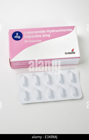 Karton 30 2 mg Loperamid Hydrochlorid "Kapseln" Stockfoto