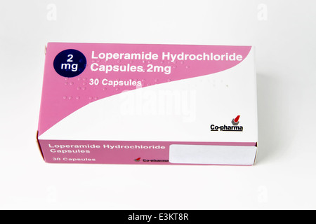 Karton 30 2 mg Loperamid Hydrochlorid "Kapseln" Stockfoto