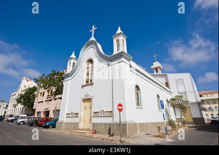 Die Kirche Nossa Senhora da Luz in Mindelo, Sao Vicente Island, Cape Verde. Stockfoto