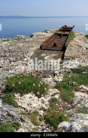 Spektakuläre Lage in Kinbane Head an der Causeway-Küste in Nordirland, gleich außerhalb von Ballycastle Stockfoto