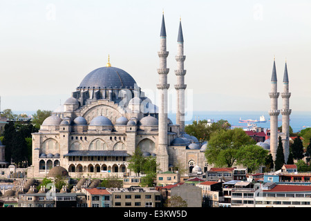 Blick auf die Süleymaniye Camii Moschee in der Stadt Zentrum von Istanbul, Türkei Stockfoto