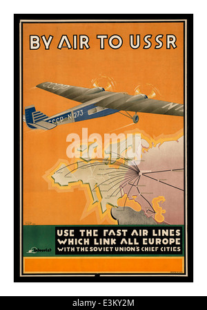 Vintage Reise-Plakat 1930 für Luft Reisen in die ehemalige UdSSR Stockfoto
