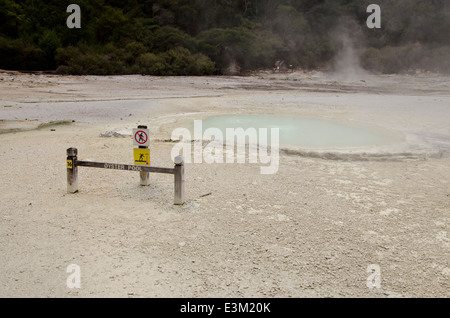 Neuseeland, Nordinsel, Rotorua, Taupo vulkanische Zone. Wai-o-Tapu Tal aka Waiotapu (Maori für Heiliges Wasser) Geothermie park Stockfoto