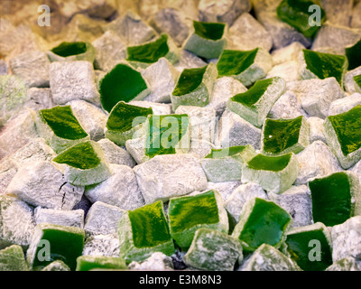 Turkish Delight in grün (Rahat Lokum) Stockfoto