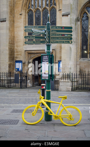 Tour de France York Yorkshire 2014 gelben Fahrrad Stockfoto