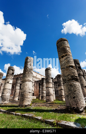 Tempel der tausend Krieger Spalten Itza Mexico Stockfoto