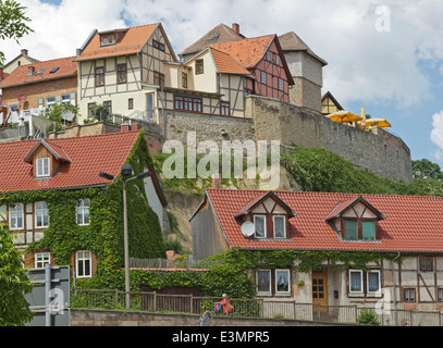 Fachwerkhäuser auf Amtsgebietes, Quedlinburg, Sachsen Anhalt, Deutschland Stockfoto