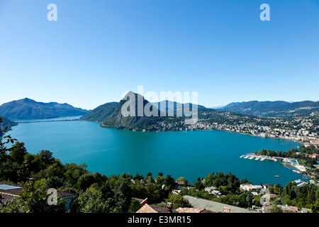 Lago di Lugano, Panoramablick von der Spitze, Schweiz Stockfoto