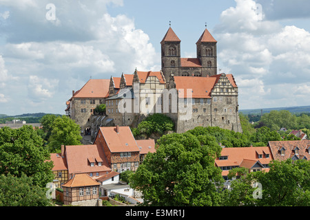 Schloss und St. Servitii Kirche, Weltkulturerbe, Quedlinburg, Sachsen Anhalt, Deutschland Stockfoto