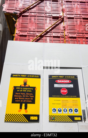 Brisbane Australien, Schild, Hinweis, Informationen, Baustelle, Sicherheitswarnung, Anforderungen, AU140316021 Stockfoto