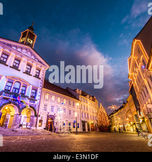 Ljubljana Stadt Zentrum, Slowenien, Europa. Stockfoto