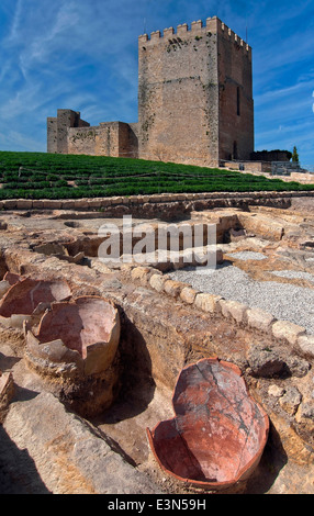 Alcazaba und archäologische Funde, Festung La Mota, Alcalá la Real, Jaen-Provinz, Region von Andalusien, Spanien, Europa Stockfoto