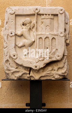 Wappenschild, der Cabildo Häuser, Festung La Mota, Alcalá la Real, Jaen-Provinz, Region von Andalusien, Spanien, Europa Stockfoto