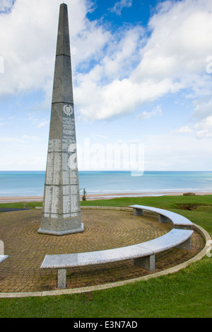 Big Red One Denkmal, Omaha Beach, Normandie, Frankreich Stockfoto