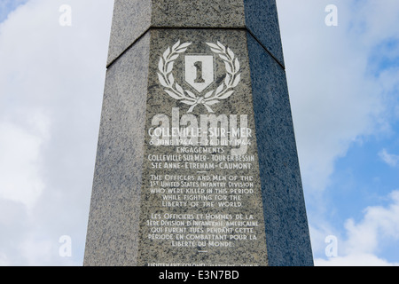 Big Red One Denkmal, Omaha Beach, Normandie, Frankreich Stockfoto