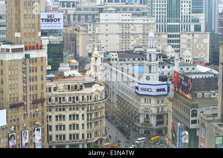 Luftbild auf Geschäftsviertel in Shanghai Stockfoto