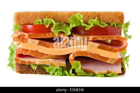 Sandwich-Nahaufnahme isoliert auf weißem Hintergrund Stockfoto