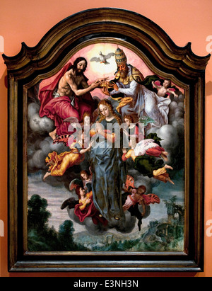 Coronación De La Virgen 1560 Krönung der Jungfrau 1560 Pieter Aertsen 1508-1575 Niederlande Niederlande Stockfoto