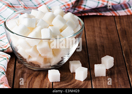 Zucker auf hölzernen Hintergrund Stockfoto