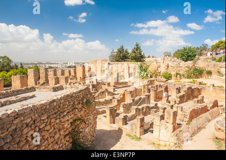 Ruinen der antiken Stadt Karthago von den Römern zerstört befindet sich auf dem Byrsa-Hügel, Vororte der Stadt Tunis, Tunesien Stockfoto