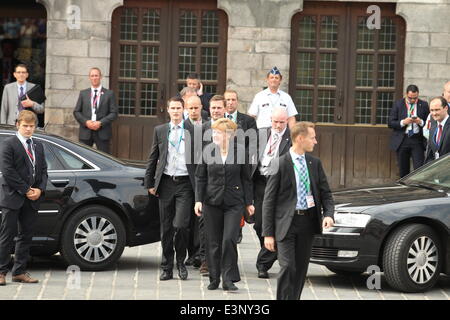 Ypern, Belgien. 26. Juni 2014, Angela Merkel auf der WWI 100. Geburtstag mit Staats-und Regierungschefs in Ypern (Belgien) Credit: Caroline Vancoillie/Alamy Live News Stockfoto