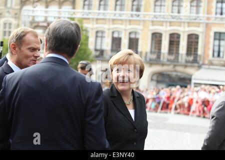 Ypern, Belgien. 26. Juni 2014, Angela Merkel auf der WWI 100. Geburtstag mit Staats-und Regierungschefs in Ypern (Belgien) Credit: Caroline Vancoillie/Alamy Live News Stockfoto