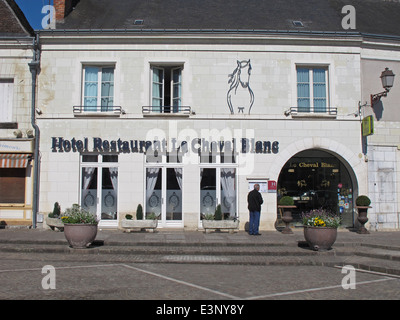 Hotel Restaurant Le Cheval Blanc, Blere, Indre-et-Loire, Frankreich Stockfoto