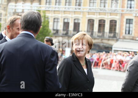 Ypern, Belgien. 26. Juni 2014, Angela Merkel auf der WWI 100. Geburtstag mit Staats-und Regierungschefs in Ypern (Belgien) Credit: Caroline Vancoillie/Alamy Live News Stockfoto