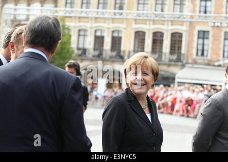 Ypern, Belgien. 26. Juni 2014, Angela Merkel auf der WWI 100. Geburtstag mit Staats-und Regierungschefs in Ypern (Belgien) Credit: Caroline Vancoillie/Alamy Live News Stockfoto