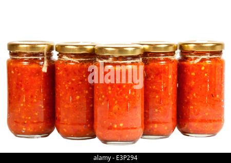 Flaschen von Chili-Paste, die als Mazavaroo bekannt Stockfoto