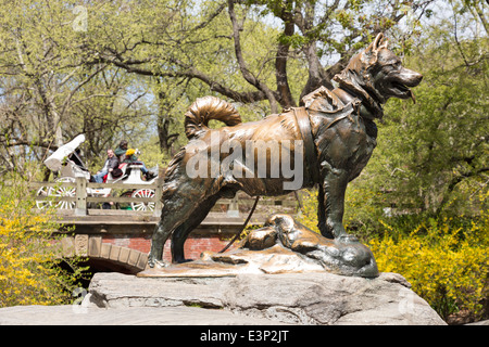 Schlittenhunde-Statue, Balto, in Central Park New York Stockfoto