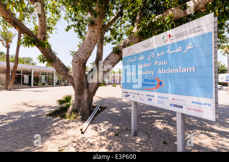 Schild am Maroc Telecom Cyber Parc in Marrakesch, Marokko Stockfoto