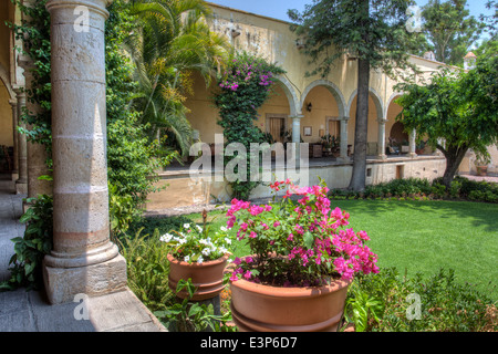 Hof von der Hacienda Arbeit de Rivera in der Nähe von Teuchitlan, Jalisco, Mexiko. Stockfoto