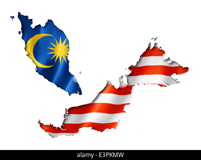 Malaysia-Flagge abzubilden, drei dimensionalen Render, isoliert auf weiss Stockfoto