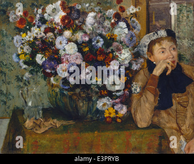 Edgar Degas - eine Frau sitzend neben eine Vase mit Blumen (Madame Paul Valpinçon?) - MET Museum - New York Stockfoto