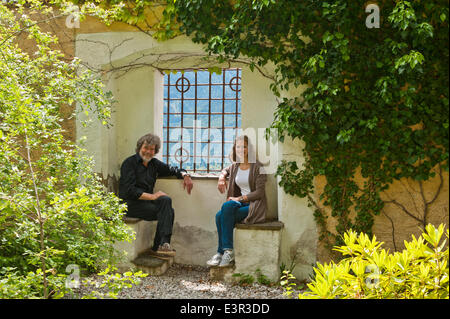 Reinhold Messner mit seiner Tochter Magdalena Schloss Juval - Italien - Juni 2014 Stockfoto