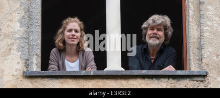 Reinhold Messner mit seiner Tochter Magdalena Schloss Juval - Italien - Juni 2014 Stockfoto