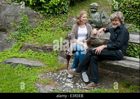 Reinhold Messner mit seiner Tochter Magdalena Schloss Juval - Italien - Juni 2014 Stockfoto