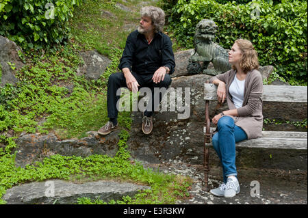 Reinhold Messner mit seiner Tochter Magdalena Schloss Juval - Italien - Juni 2014 Stockfoto