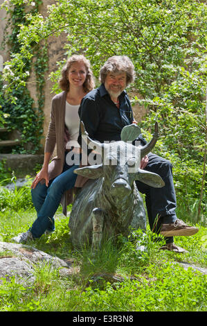 Reinhold Messner mit seiner Tochter Magdalena Schloss Juval - Italien - Juni 2014 Stockfoto