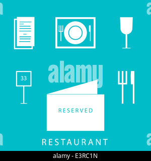 Restaurant-Symbole in einem einfachen, flachen design Stockfoto