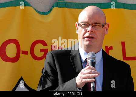 Steve Gillan, Generalsekretär des Vereins Gefängnis Offiziere (2014) anlässlich eines London-Protests Stockfoto