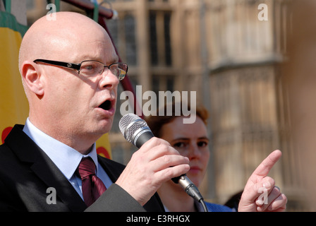 Steve Gillan, Generalsekretär des Vereins Gefängnis Offiziere (2014) anlässlich eines London-Protests Stockfoto