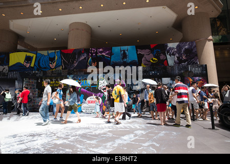 Ein batman Ausstellung mit Modellen und 3d-Kunst am Times Square Shopping Center, Causeway Bay Stockfoto