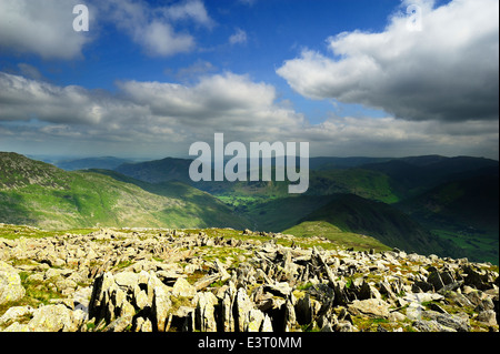 Ullswater und Hartsop Tal von Dove Crag Stockfoto