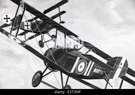 Die Sopwith Camel 2.F.1 war ein britisches Kampfflugzeug aus dem Ersten Weltkrieg, das für seine Agilität und Fähigkeit bekannt ist, feindliche Flugzeuge in Hundeschichten anzugreifen. Es war einer der erfolgreichsten alliierten Kämpfer des Krieges, mit einer starken Erfolgsbilanz bei Siegen gegen deutsche Flugzeuge. Stockfoto
